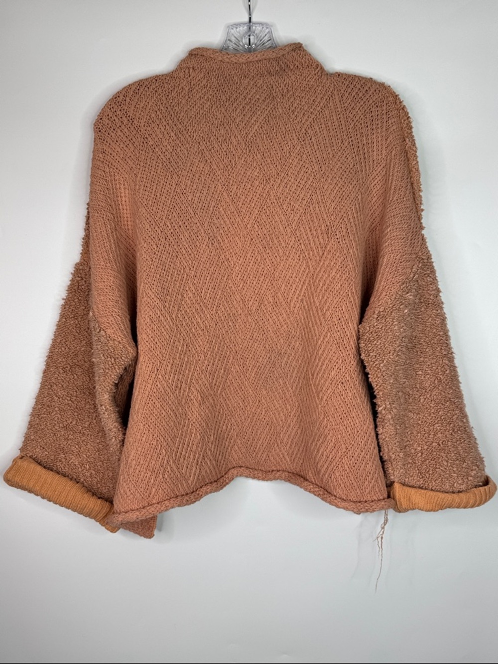 Free People Cuddle Up Pullover Mock Neck Peach Cropped Sweater Size XS - Picture 2 of 7